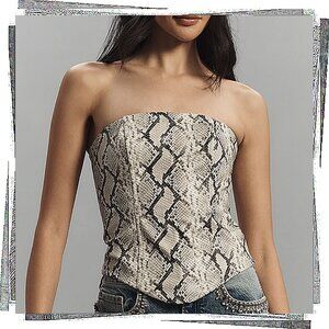 NWT: "Darcie" Strapless Faux Leather Snake Print Corset Top (S).Extro&Vert